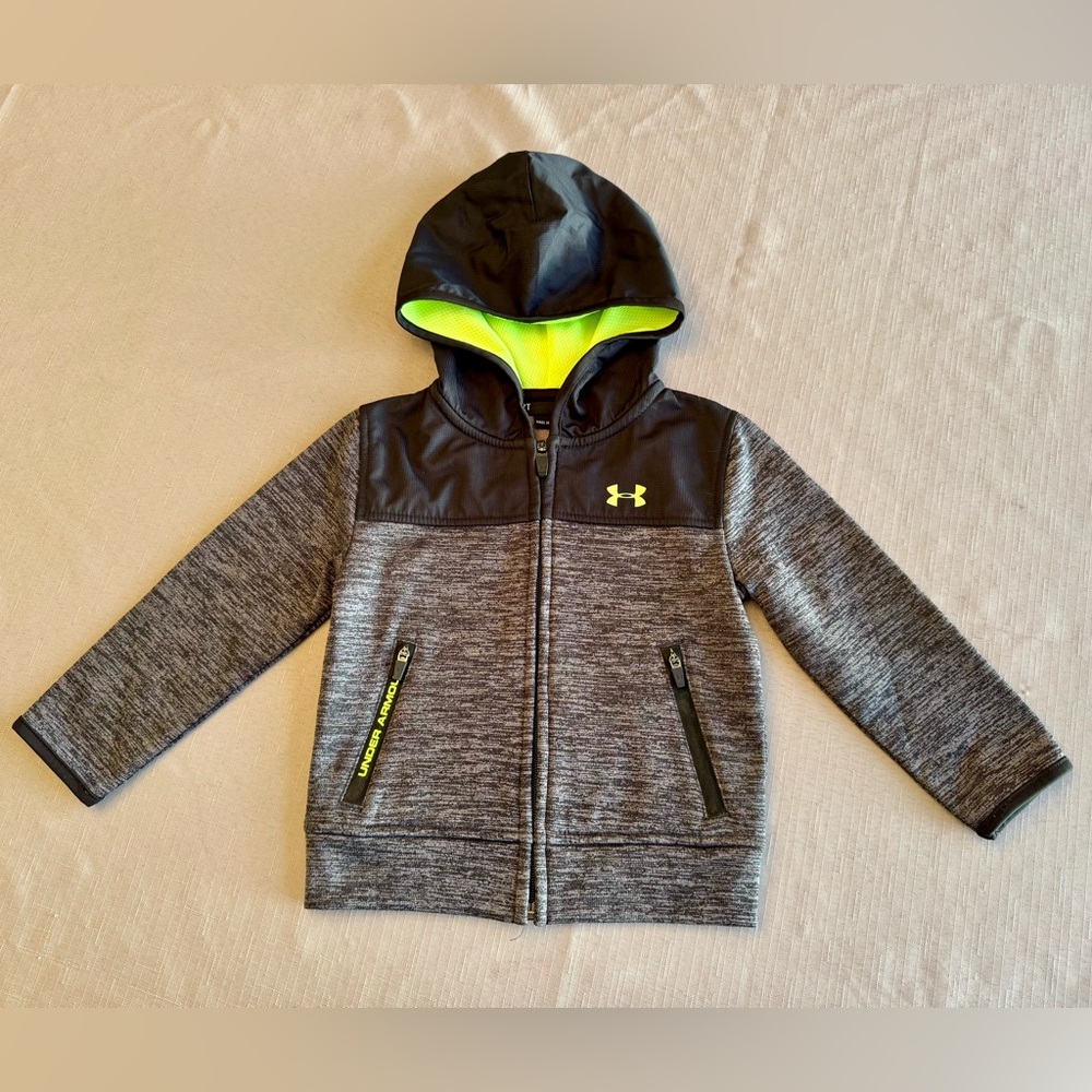Kids Under Armour Gray and Black Hoodie with Neon Accents